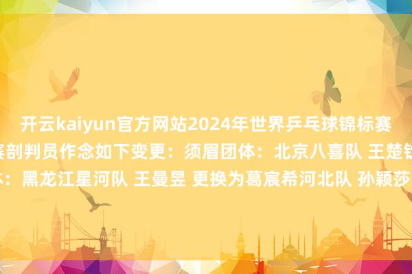 开云kaiyun官方网站2024年世界乒乓球锦标赛须眉团体、女子团体比赛参赛剖判员作念如下变更：须眉团体：北京八喜队 王楚钦 更换为孙杨女子团体：黑龙江星河队 王曼昱 更换为葛宸希河北队 孙颖莎 更换为 姚睿轩（央视体育）    -开云(中国)Kaiyun官方网站 登录入口