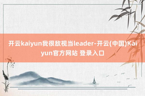 开云kaiyun我很敌视当leader-开云(中国)Kaiyun官方网站 登录入口